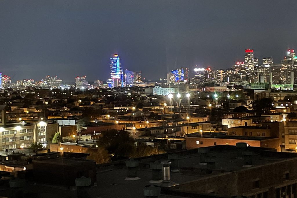 View of Philadelphia at night from the Bok Building